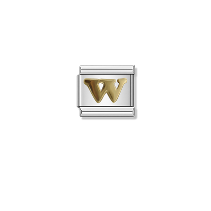 Golden Letter W – silver Italian charm by Italycharm