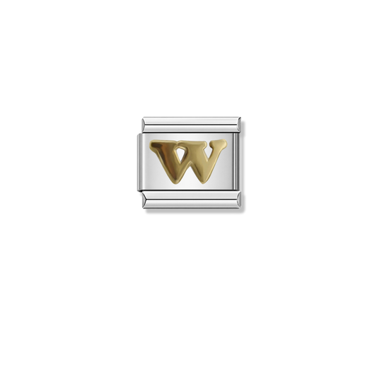 Golden Letter W – silver Italian charm by Italycharm
