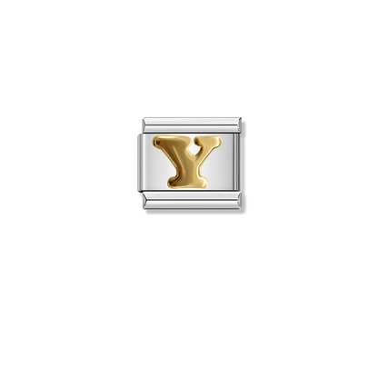 Golden Letter Y – silver Italian charm by Italycharm