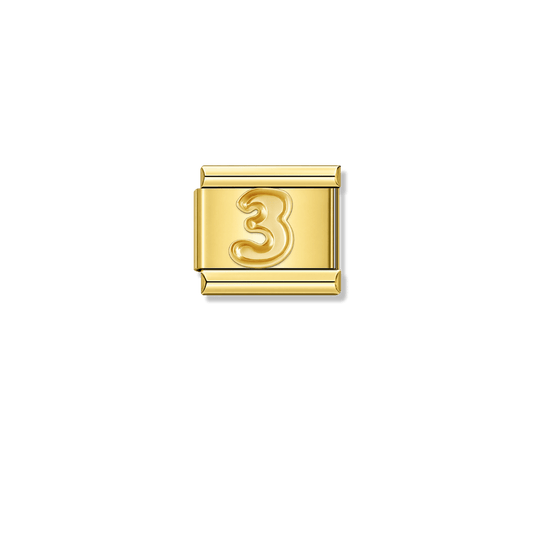Golden Number 3 – gold Italian charm by Italycharm