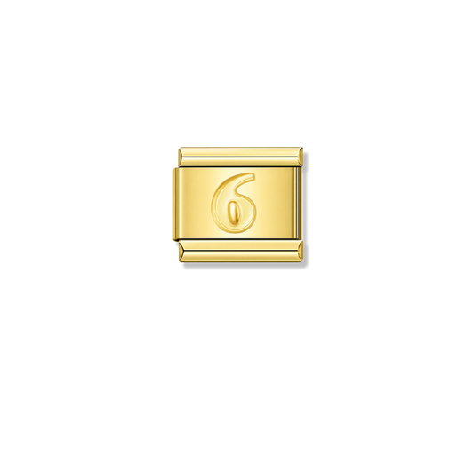 Golden Number 6 – gold Italian charm by Italycharm