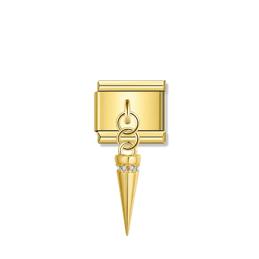 Golden Spike with CZ – gold Italian pendant charm by Italycharm