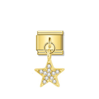 Golden Star with CZ – gold Italian pendant charm by Italycharm
