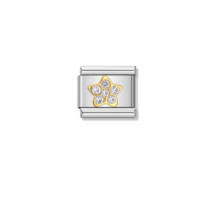Golden Star with CZ – silver Italian charm by Italycharm