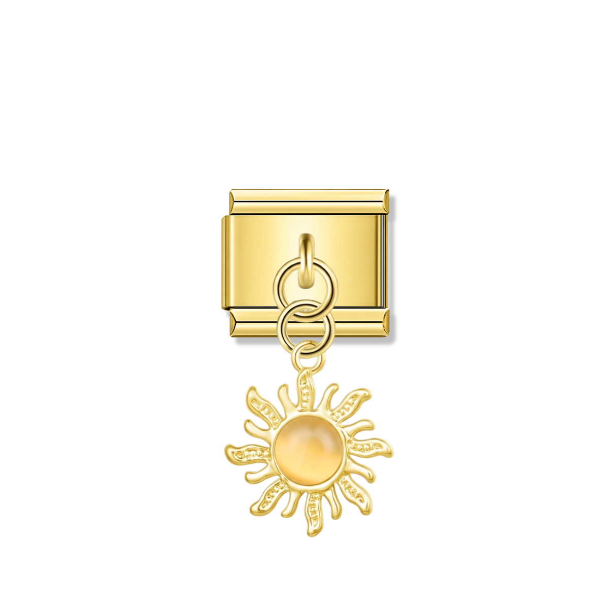 Golden Sun with Ivory Resin Gem - Gold Pendant Charm