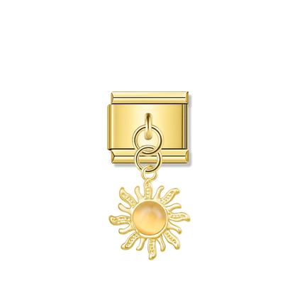 Golden Sun with Ivory Resin Gem – gold Italian pendant charm by Italycharm