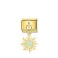 Golden Sun with Mint Resin Gem - Gold Pendant Charm