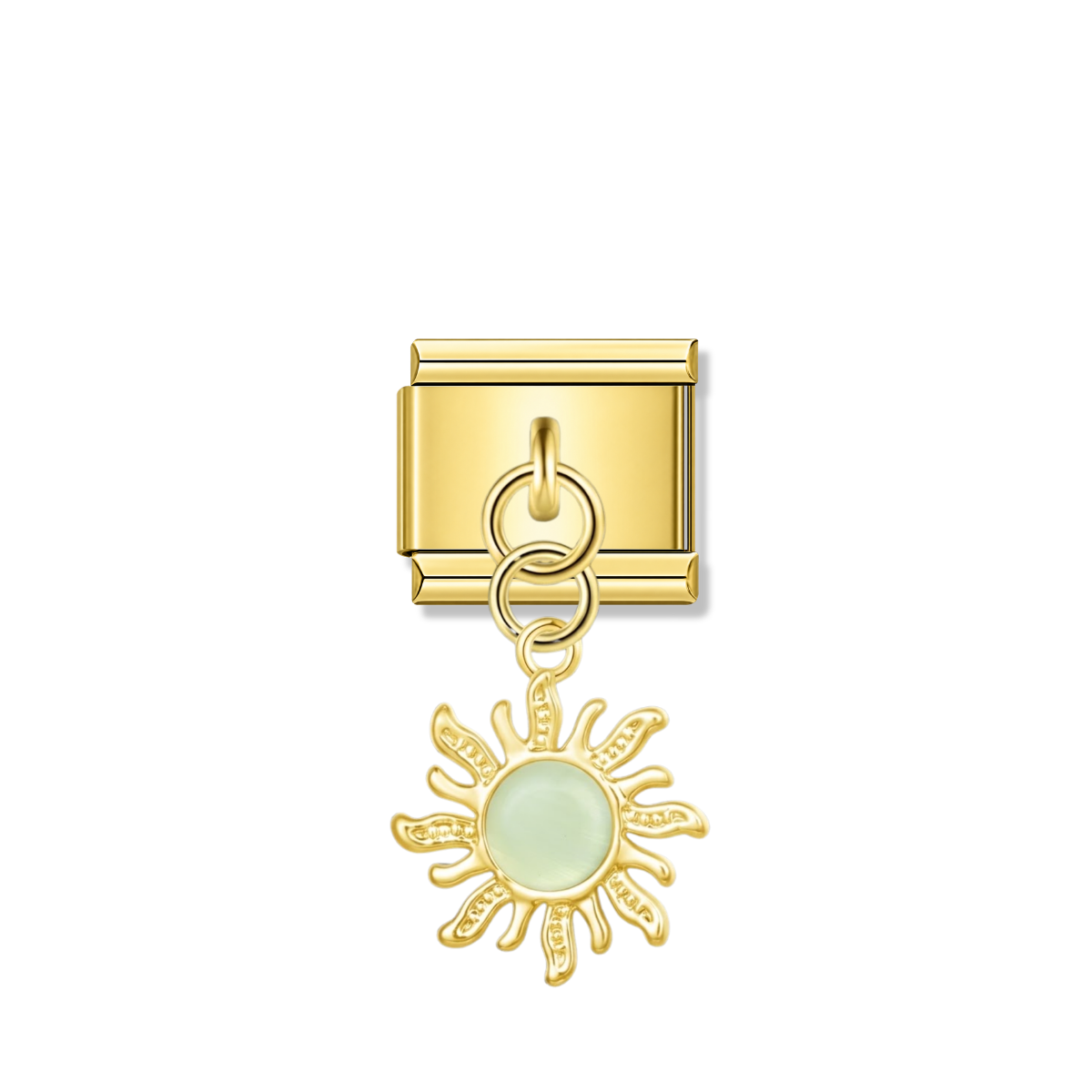 Golden Sun with Mint Resin Gem – gold Italian pendant charm by Italycharm