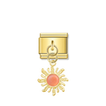 Golden Sun with Peach Resin Gem - Gold Pendant Charm