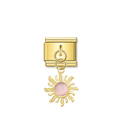 Golden Sun with Pink Resin Gem - Gold Pendant Charm