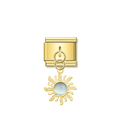 Golden Sun with Sky Blue Resin Gem - Gold Pendant Charm