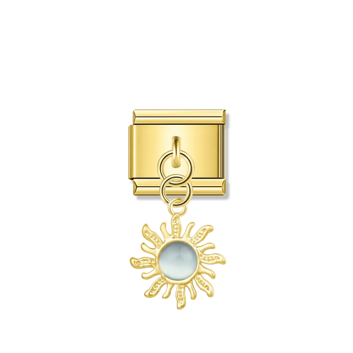 Golden Sun with Sky Blue Resin Gem – gold Italian pendant charm by Italycharm