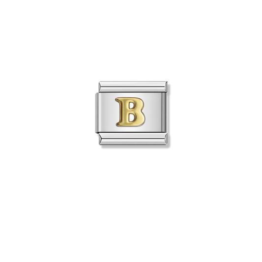 Golden letter B – silver Italian charm by Italycharm