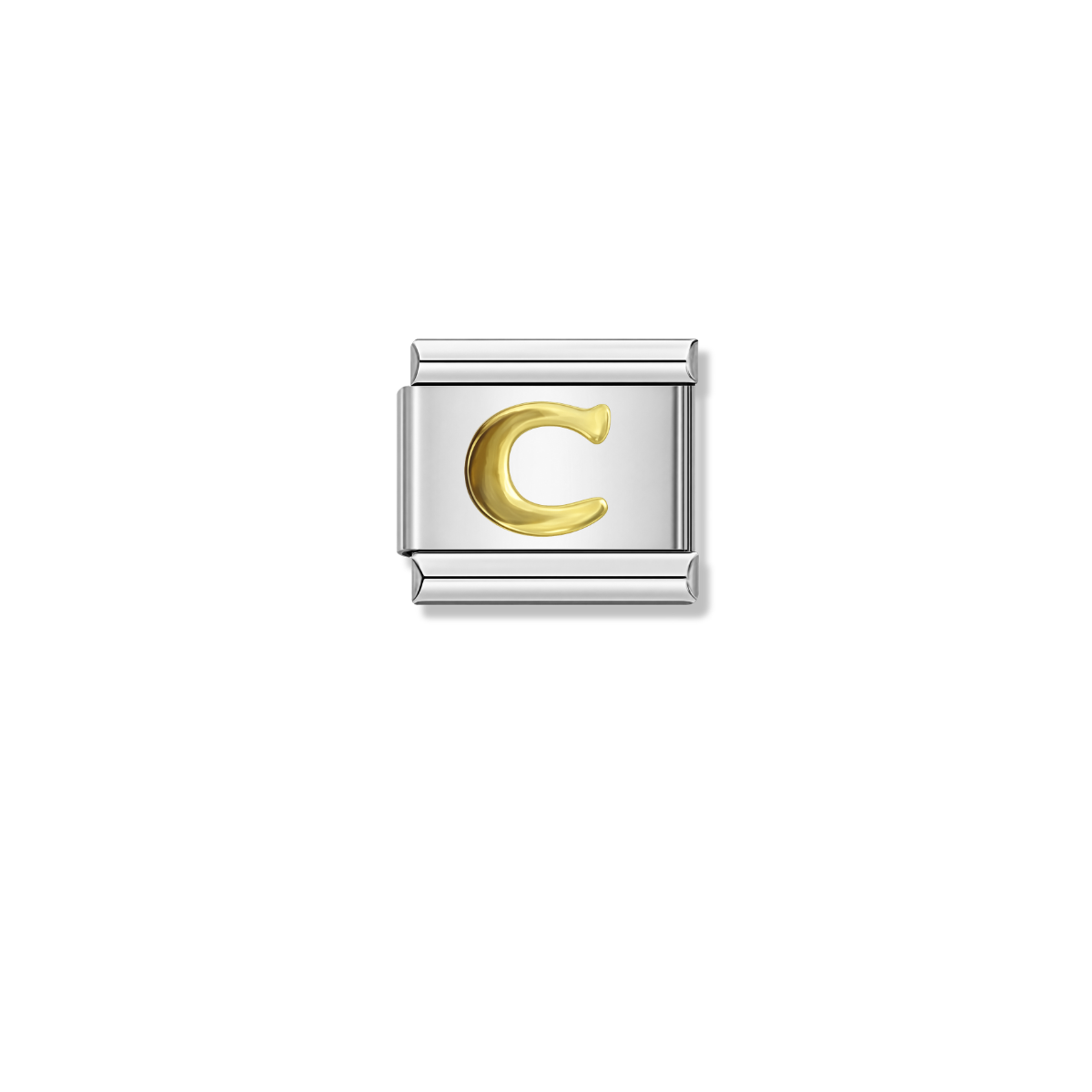 Golden letter C – silver Italian charm by Italycharm