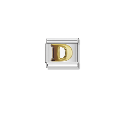 Golden letter D – silver Italian charm by Italycharm