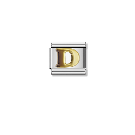 Golden letter D – silver Italian charm by Italycharm
