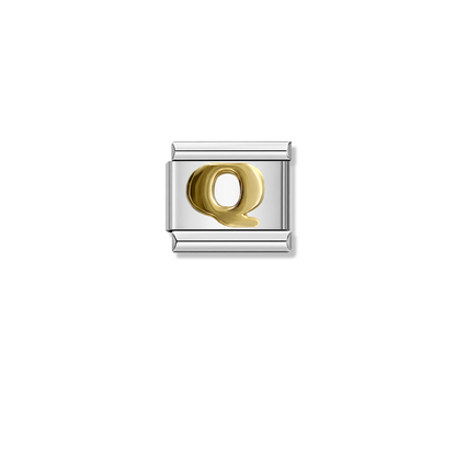 Golden letter Q – silver Italian charm by Italycharm
