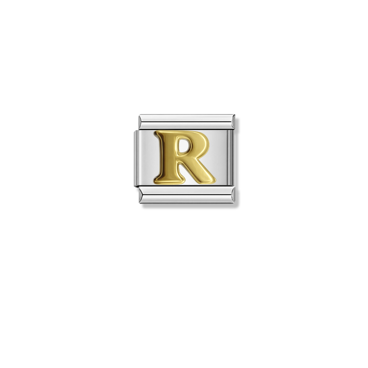 Golden letter R – silver Italian charm by Italycharm