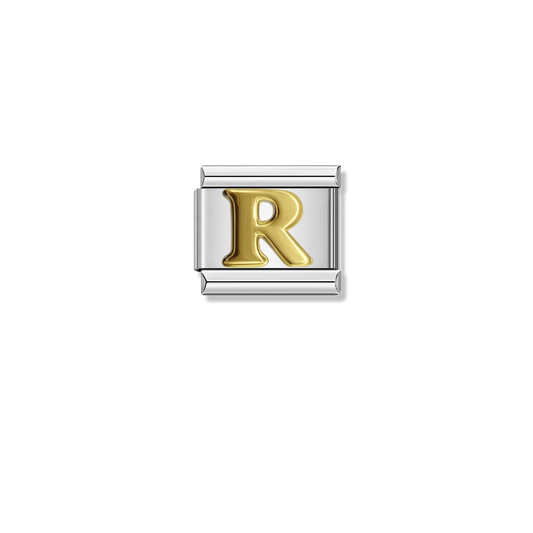 Golden letter R – silver Italian charm by Italycharm