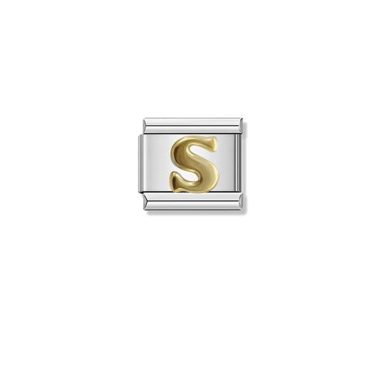 Golden letter S – silver Italian charm by Italycharm