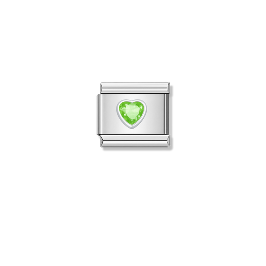 Green Resin Heart – silver Italian charm by Italycharm