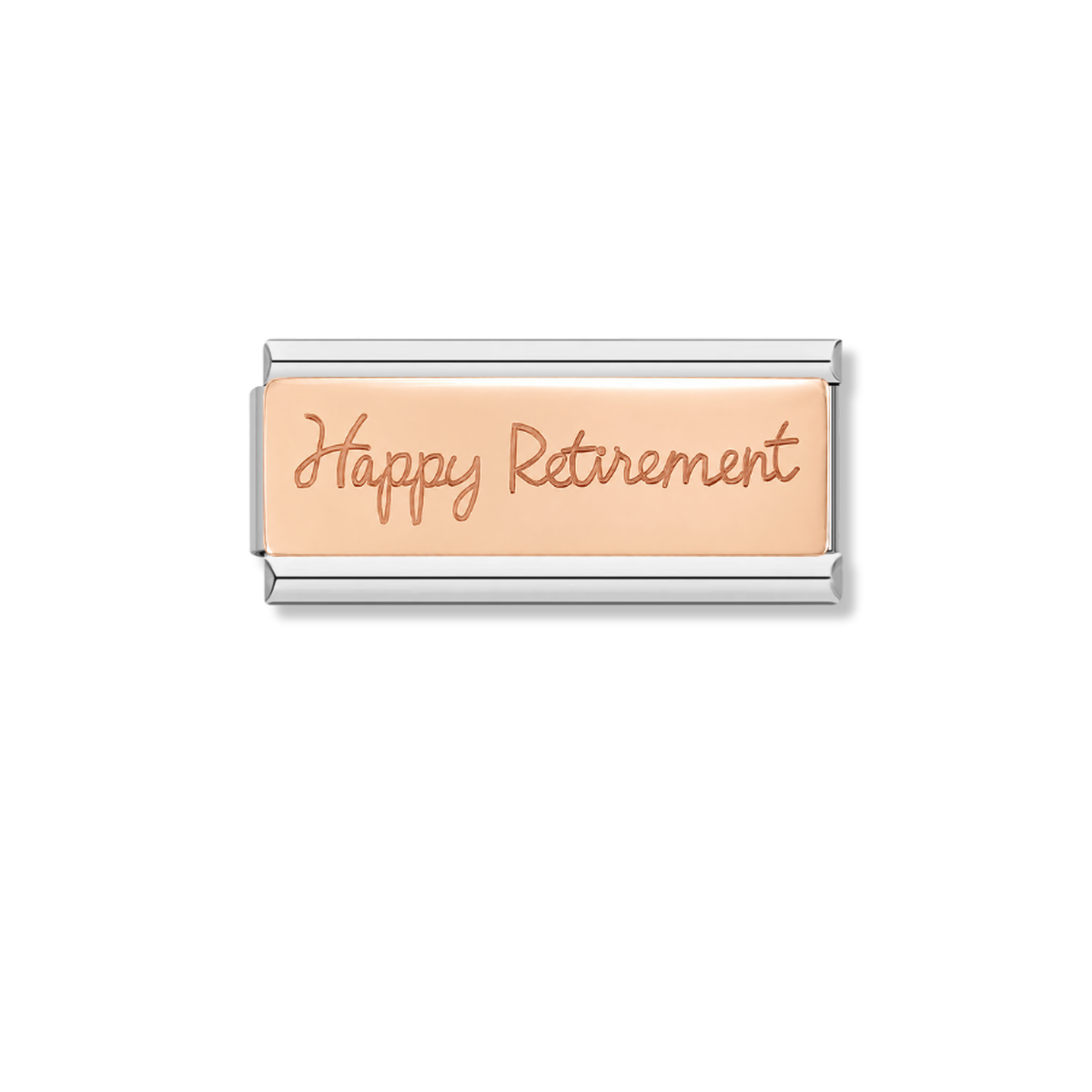 Happy Retirement - Silver Rose Bar Charm – Italian charm by Italycharm