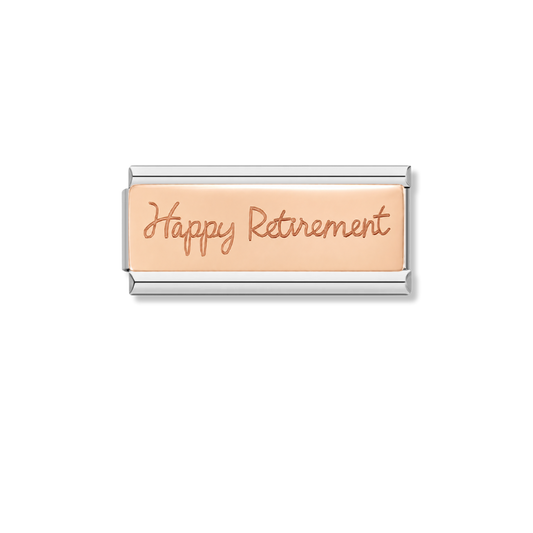 Happy Retirement - Silver Rose Bar Charm – Italian charm by Italycharm