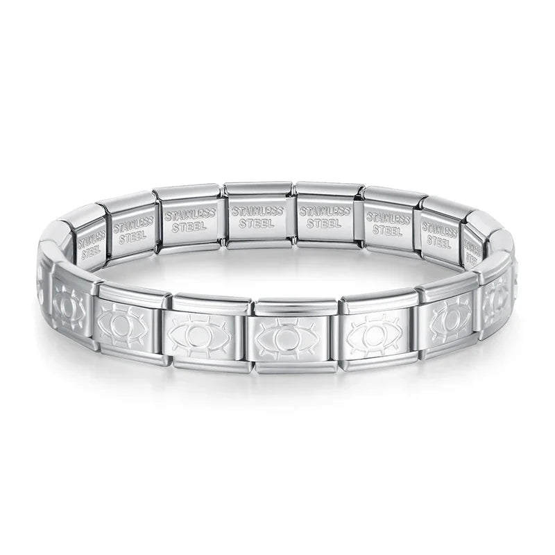 Classic Italian Bracelet with Engraved Eyes – Italian charm bracelet by Italycharm