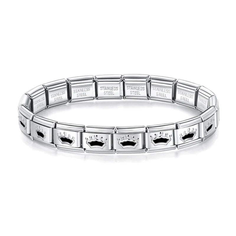 Classic Italian Bracelet with Engraved Crowns – Italian charm bracelet by Italycharm