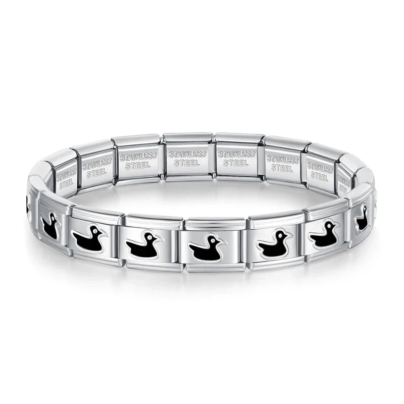 Classic Italian Bracelet with Engraved Ducks – Italian charm bracelet by Italycharm