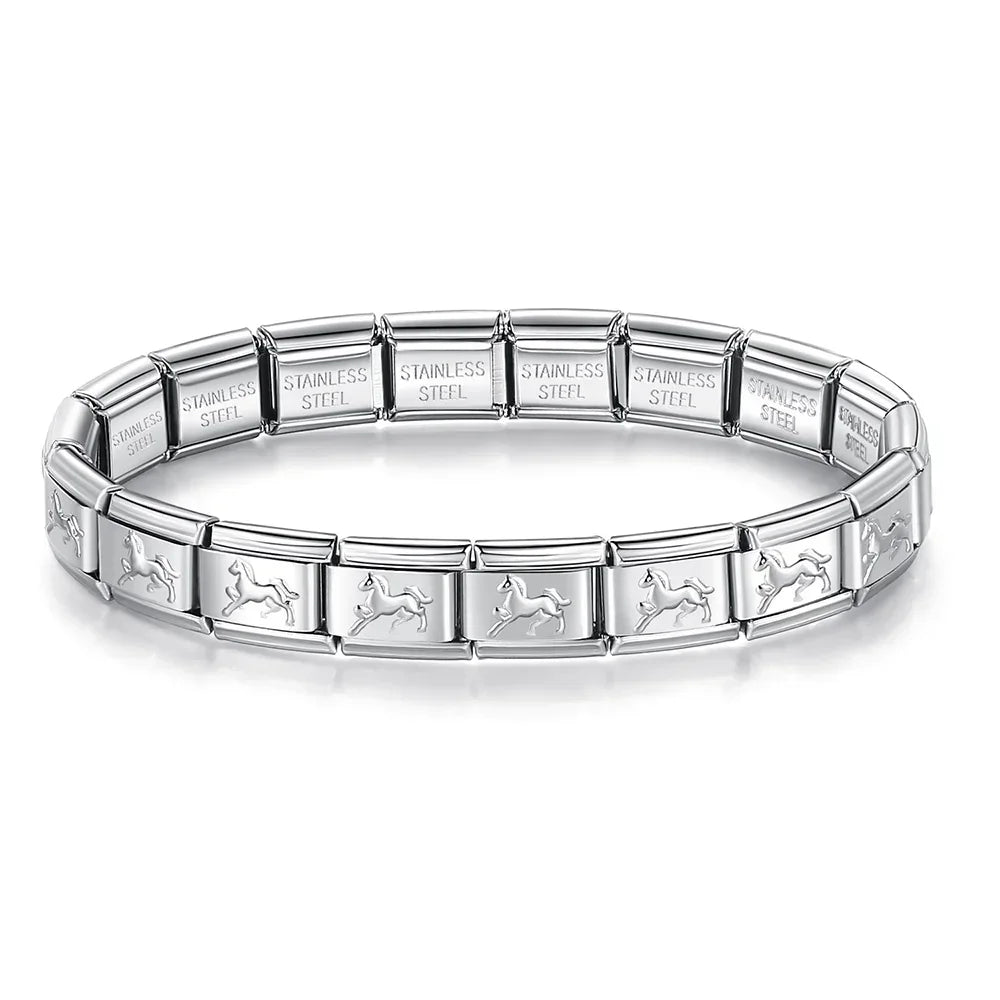 Classic Italian Bracelet with Silver Horses – Italian charm bracelet by Italycharm