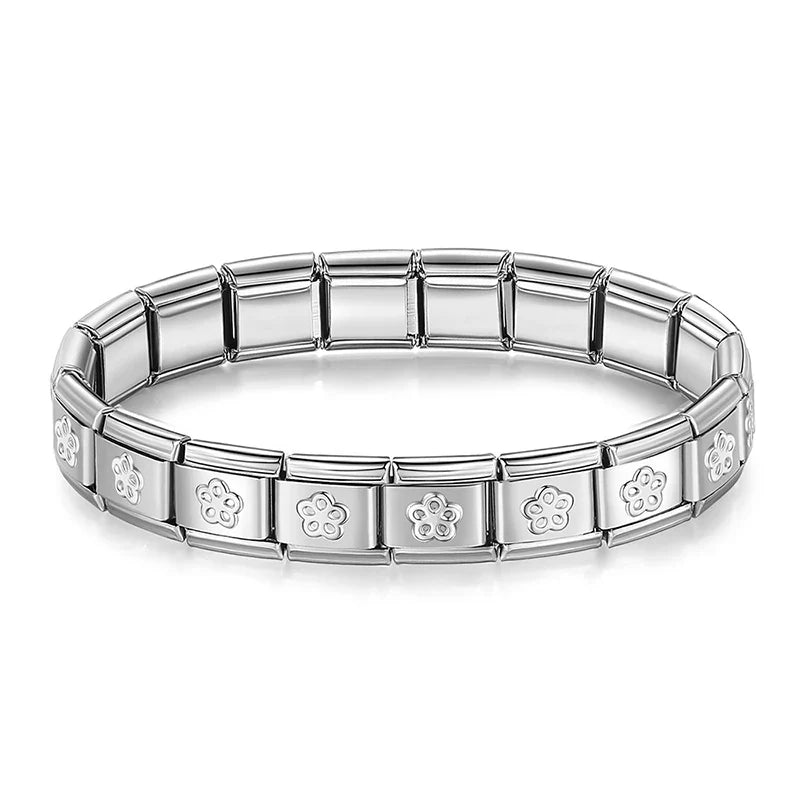Classic Italian Bracelet with Silver Flowers – Italian charm bracelet by Italycharm