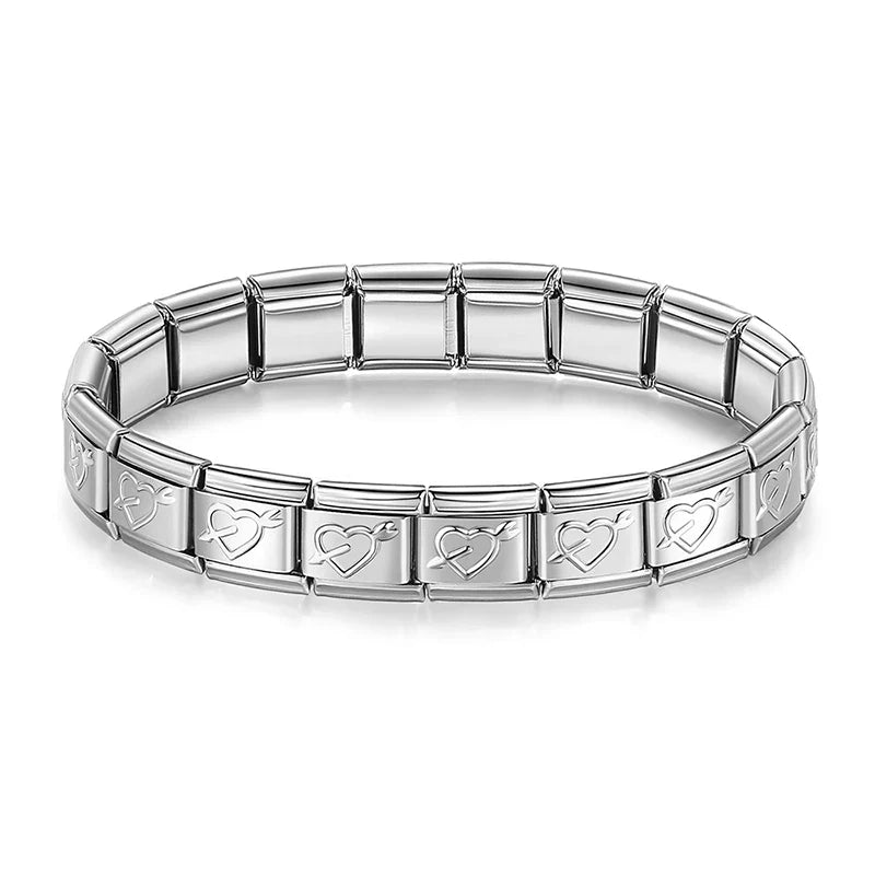 Classic Italian Bracelet with Silver Arrow Hearts – Italian charm bracelet by Italycharm