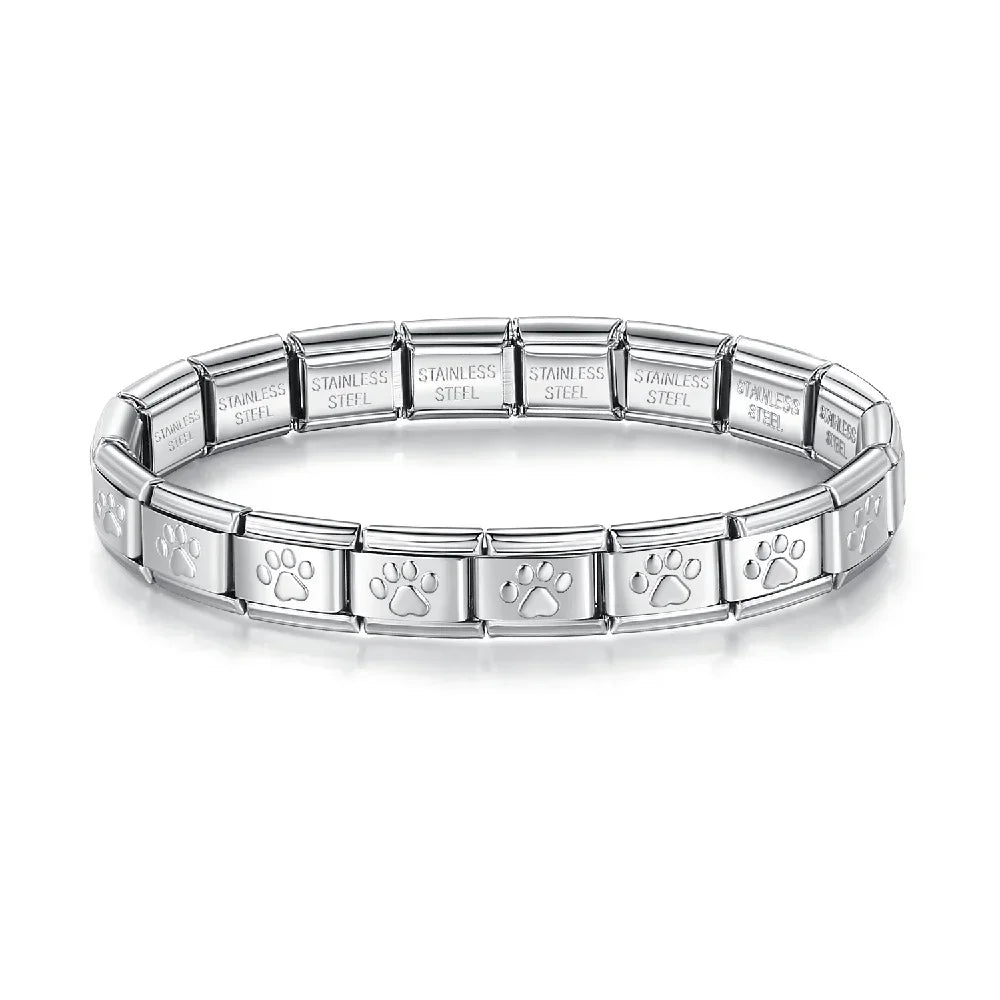 Classic Italian Bracelet with Silver Paw Prints – Italian charm bracelet by Italycharm