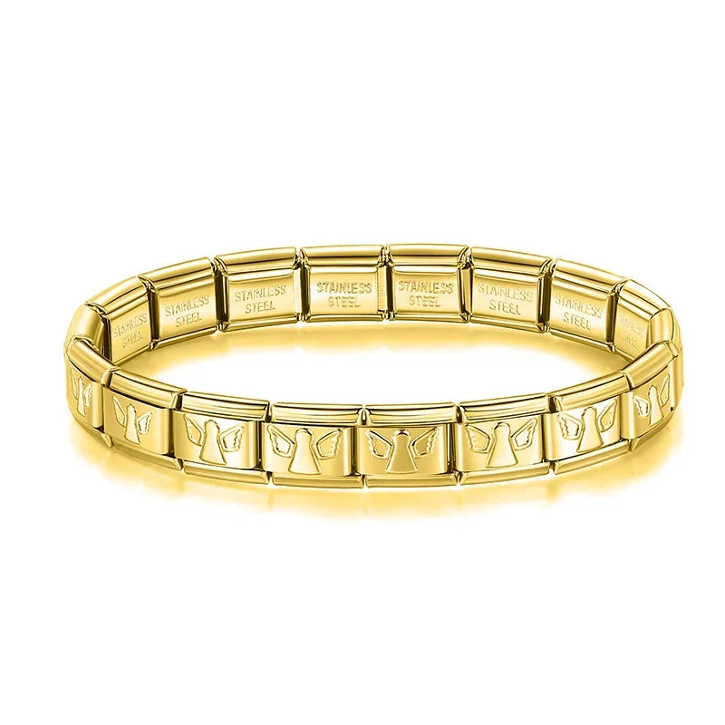 Classic Italian Bracelet with Gold Angel Wings – Italian charm bracelet by Italycharm