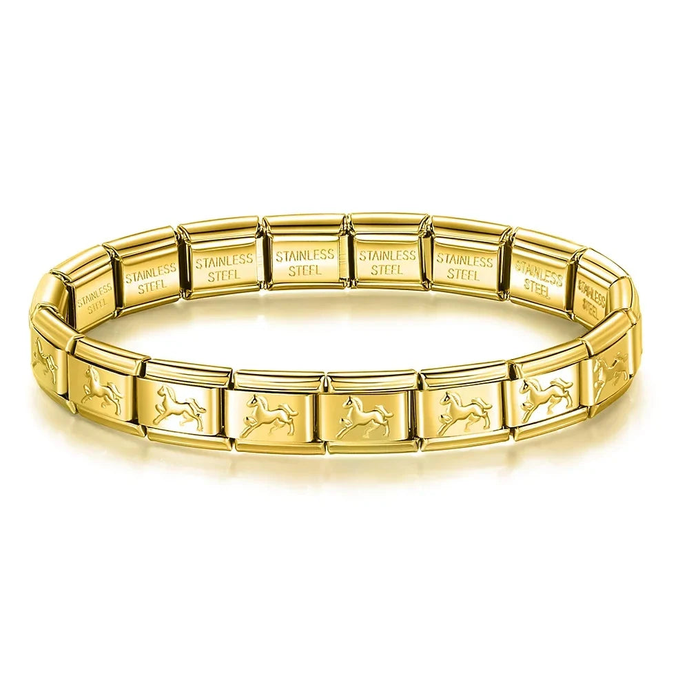 Classic Italian Bracelet with Gold Horses – Italian charm bracelet by Italycharm