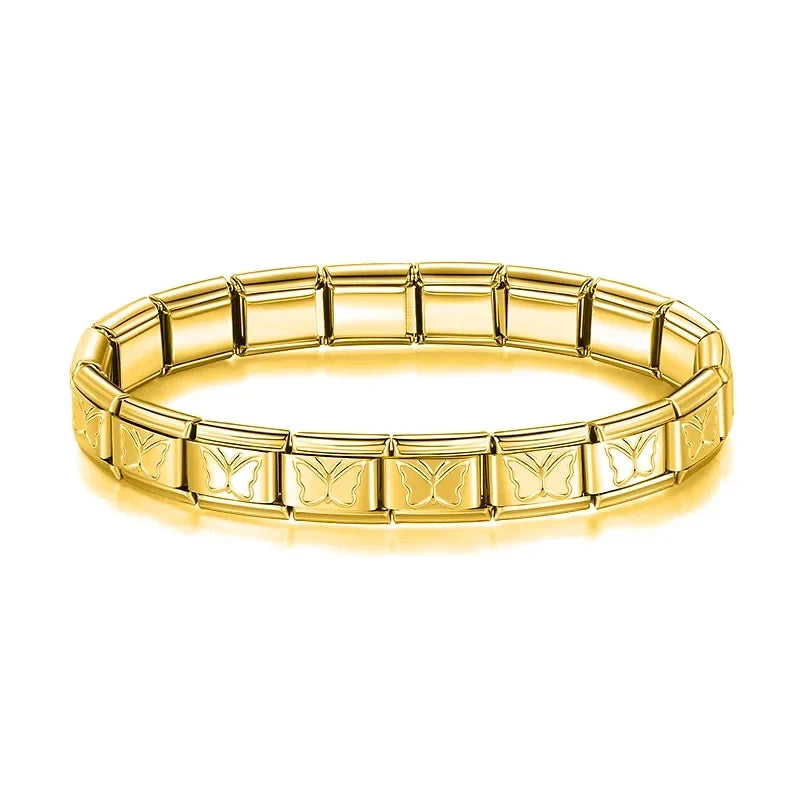 Classic Italian Bracelet with Gold Butterflies – Italian charm bracelet by Italycharm