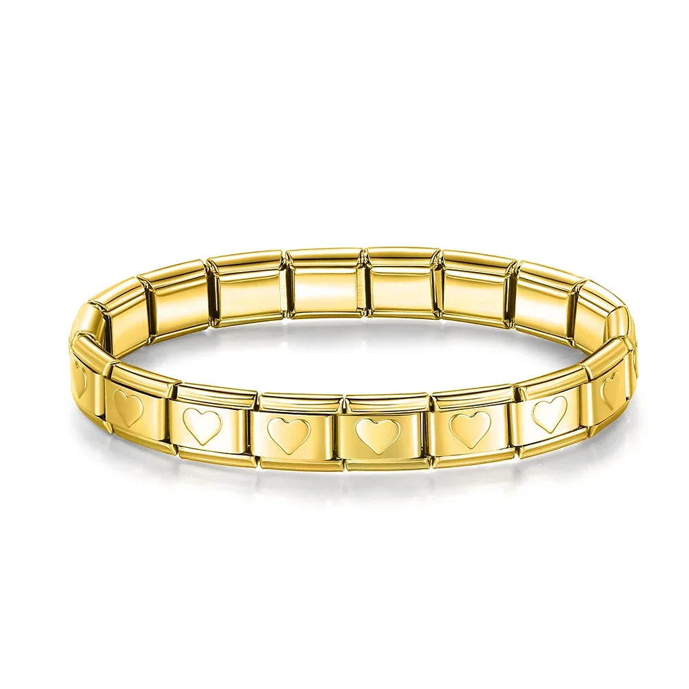 Classic Italian Bracelet with Gold Hearts – Italian charm bracelet by Italycharm