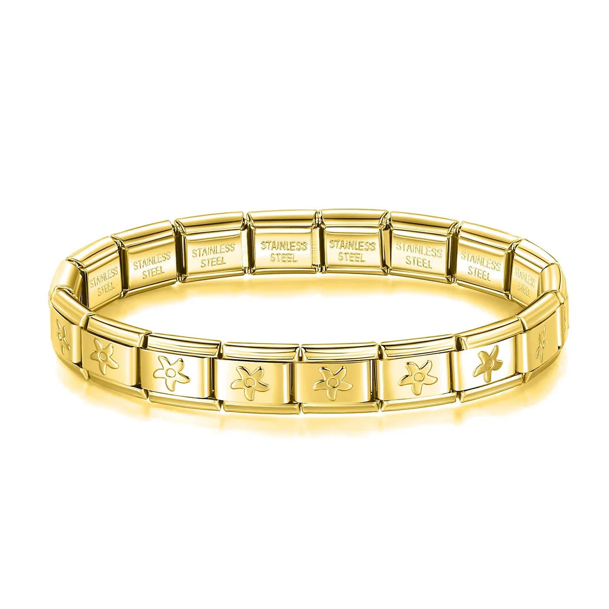 Classic Italian Bracelet with Gold Flowers – Italian charm bracelet by Italycharm