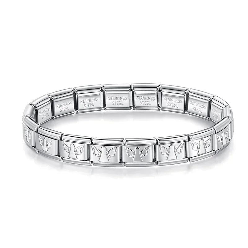 Classic Italian Bracelet with Silver Angel Wings – Italian charm bracelet by Italycharm