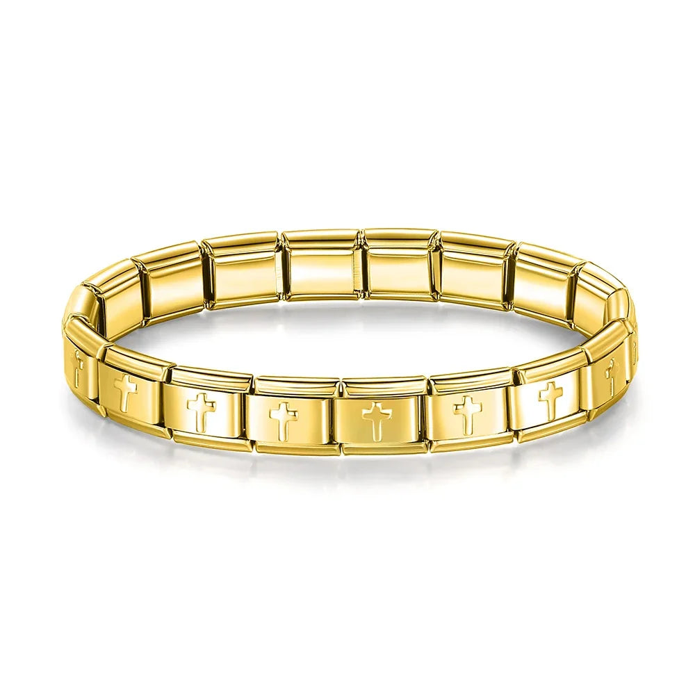 Classic Italian Bracelet with Gold Crosses – Italian charm bracelet by Italycharm