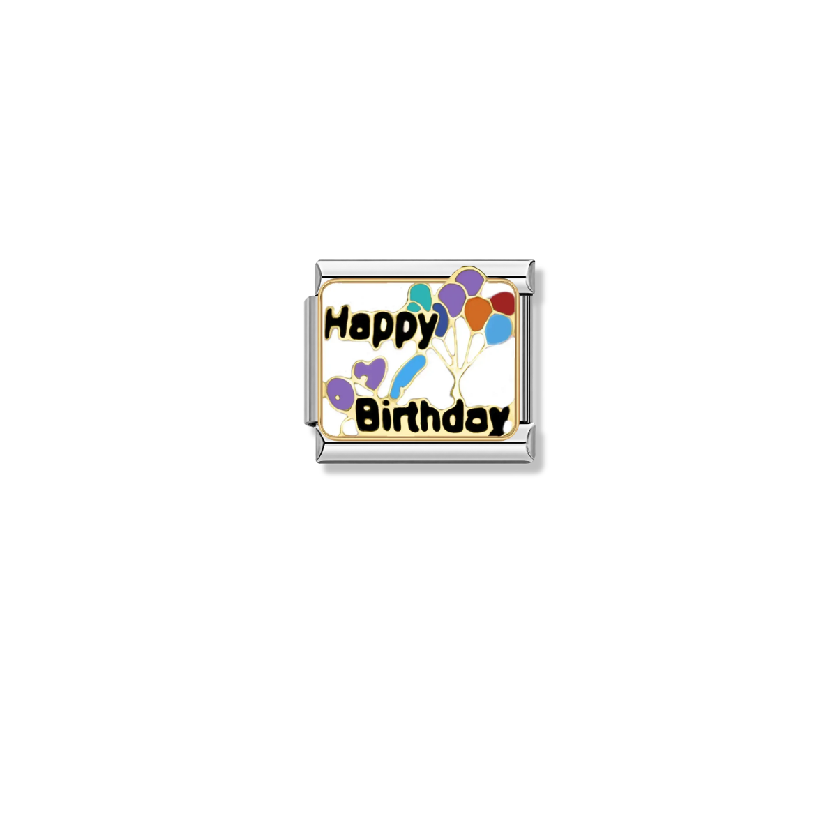Happy Birthday – silver Italian charm by Italycharm