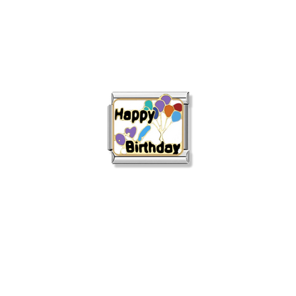 Happy Birthday – silver Italian charm by Italycharm