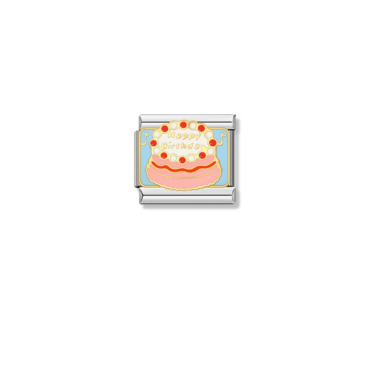 Happy Birthday Cake – silver Italian charm by Italycharm
