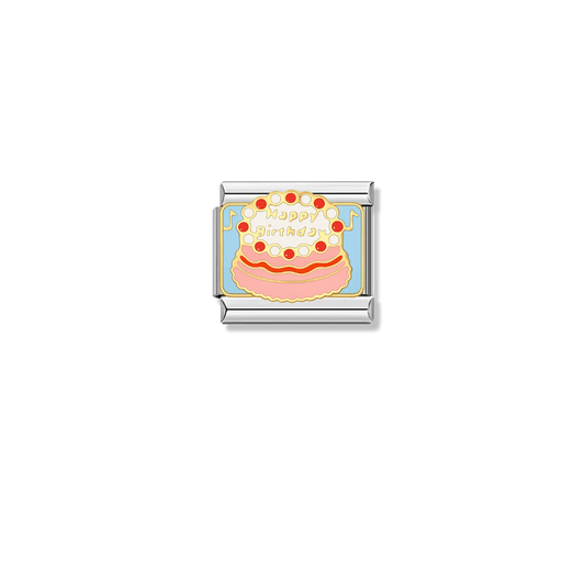 Happy Birthday Cake – silver Italian charm by Italycharm