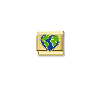 Heart Earth – gold Italian charm by Italycharm