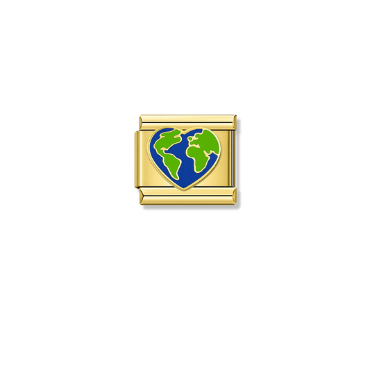 Heart Earth – gold Italian charm by Italycharm