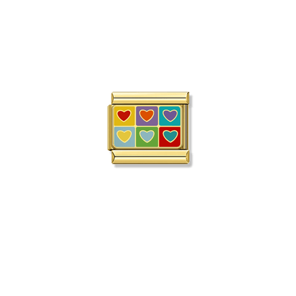 Heart Mosaic – gold Italian charm by Italycharm