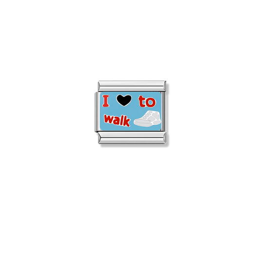I Love To Walk – silver Italian charm by Italycharm