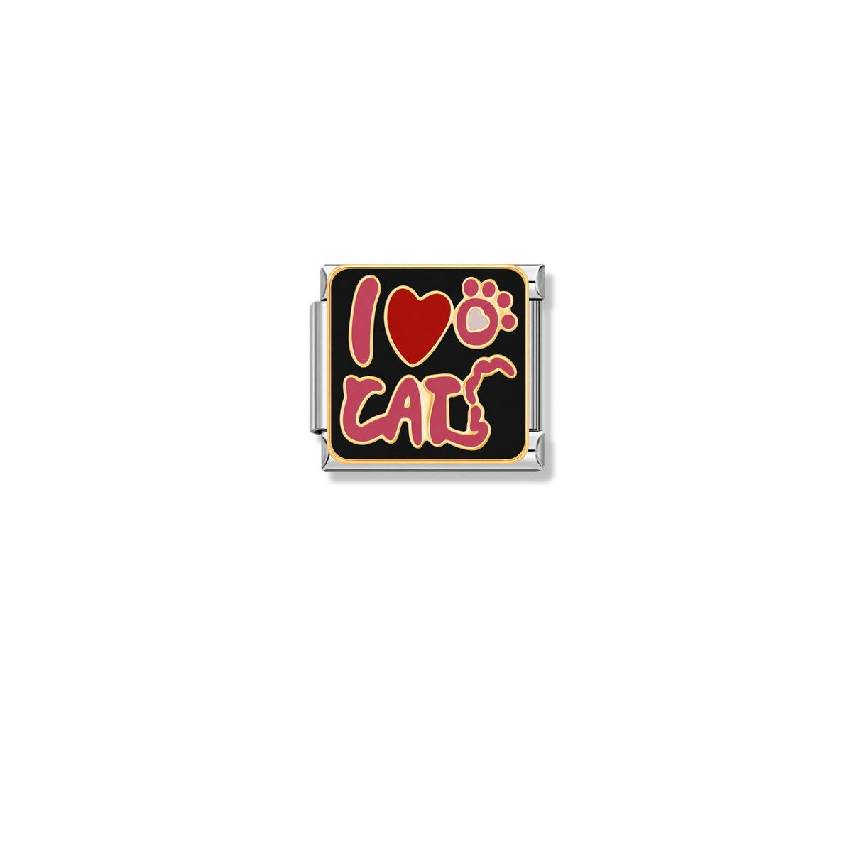 I ♡ Cat – silver Italian charm by Italycharm